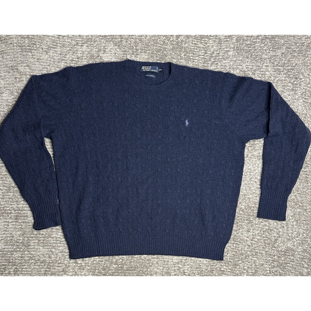 Vintage Polo Ralph Lauren Sweater Mens 2XL Purple Lambs Wool  Pullover Top